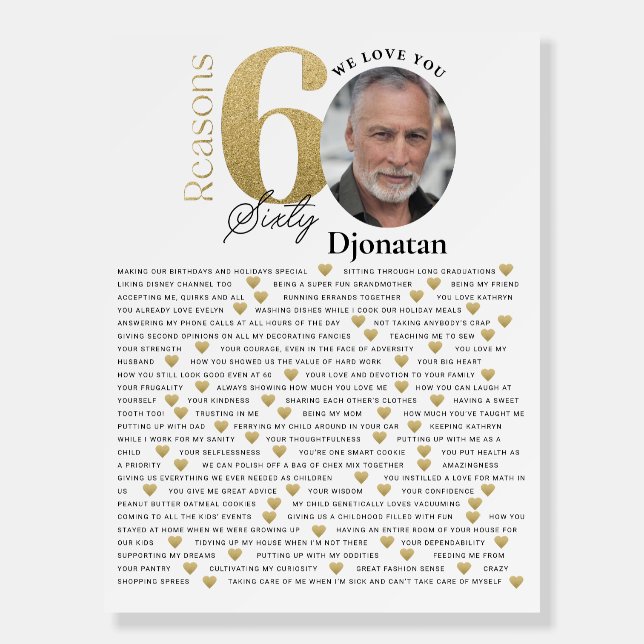 60 Things We Love About You Gold Board (Front)