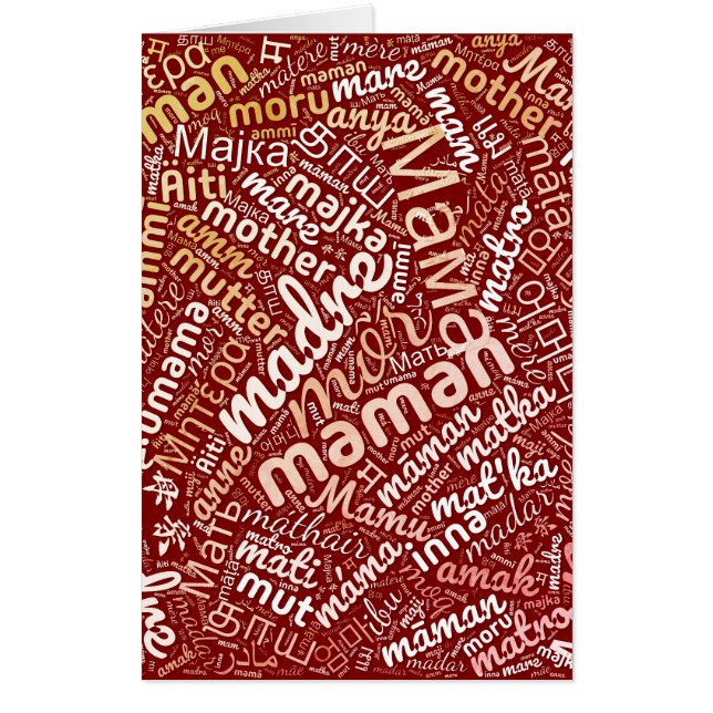 60 Words for 'Mother' in Different Languages Card (Front)
