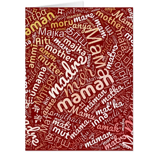 60 Words for 'Mother' in Different Languages Card (Front)