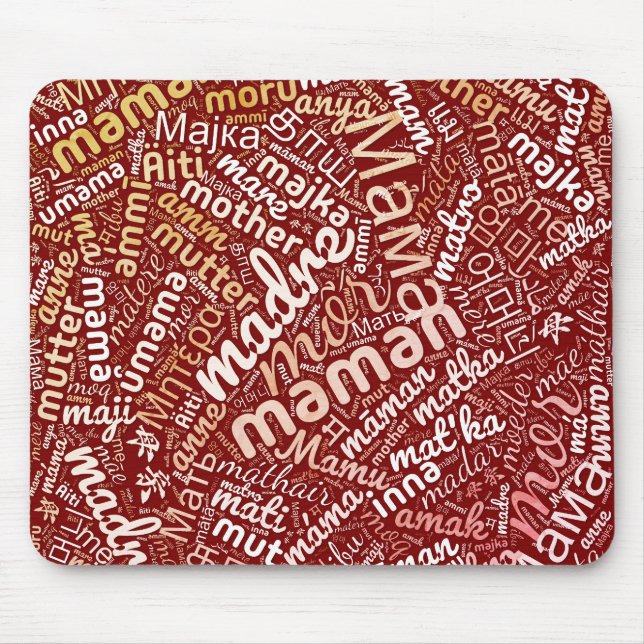 60 Words for 'Mother' in Different Languages Mouse Pad (Front)