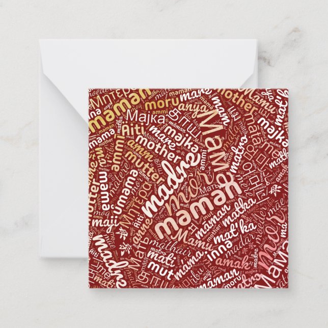 60 Words for 'Mother' in Different Languages Note Card (Front)