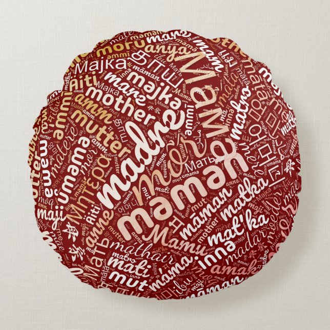 60 Words for 'Mother' in Different Languages Round Pillow (Front)