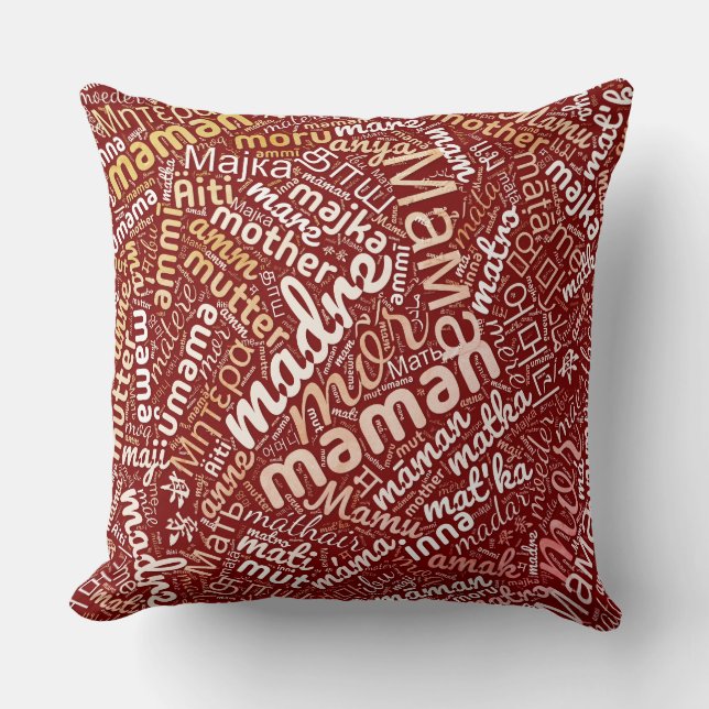 60 Words for 'Mother' in Different Languages Throw Pillow (Front)