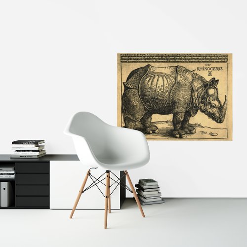 60x40 Rhinoceros by Durer antique style  Poster