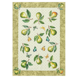 60"x84" Green Pear & Butterfly Summer Medium Size Tablecloth