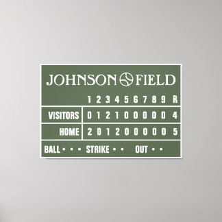60" x 40" Baseball Scoreboard Wrapped Canvas Print