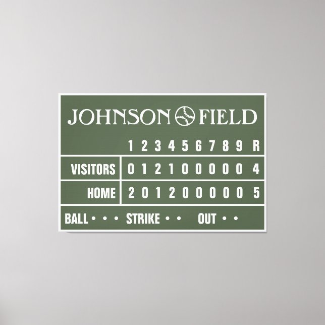 60" x 40" Baseball Scoreboard Wrapped Canvas Print (Front)
