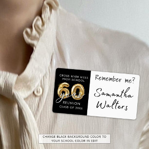 60 Year Class Reunion Name Tag Remember Me