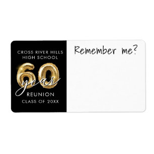 60 Year Class Reunion Name Tag Remember Me