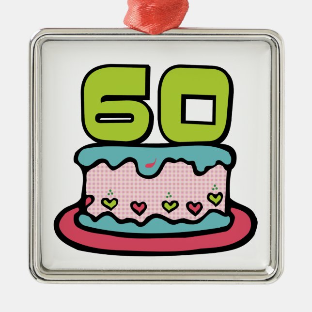 60 Year Old Birthday Cake Metal Ornament (Front)