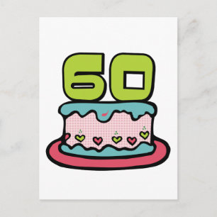 60 Year Old Birthday Cake Postcard