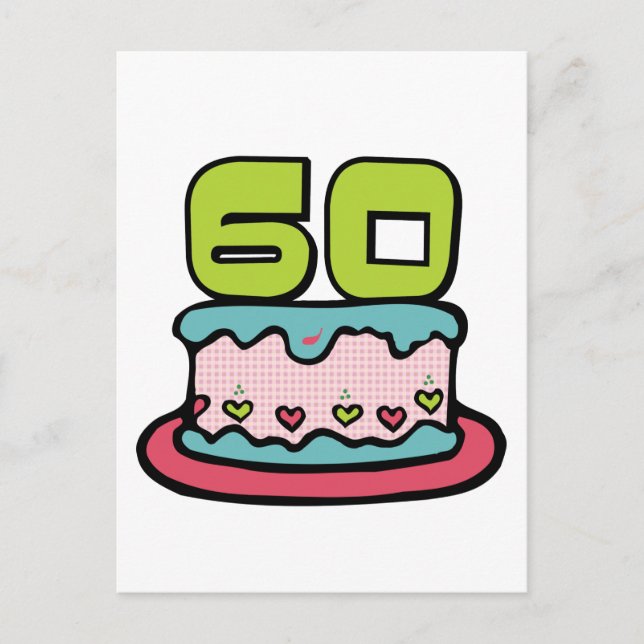 60 Year Old Birthday Cake Postcard (Front)