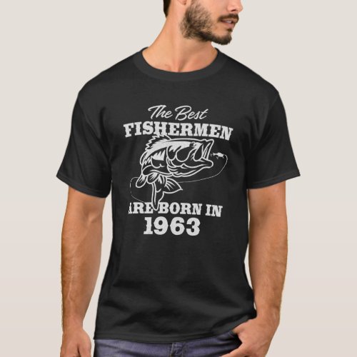 60 Year Old Fisherman Fishing 1963 60th Birthday T_Shirt