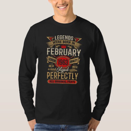 60 Year Old Legends Born in February 1963 60th Bir T_Shirt