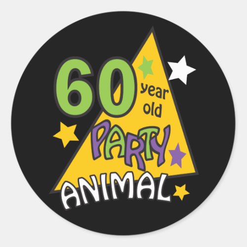 60 Year Old Party Animal _ 60th Birthday Classic Round Sticker