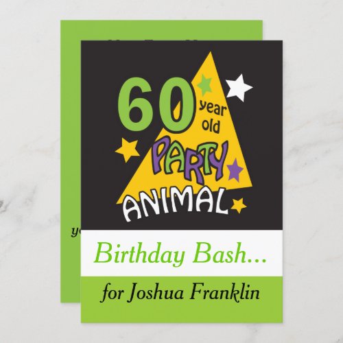 60 Year Old Party Animal _ 60th Birthday Invitation