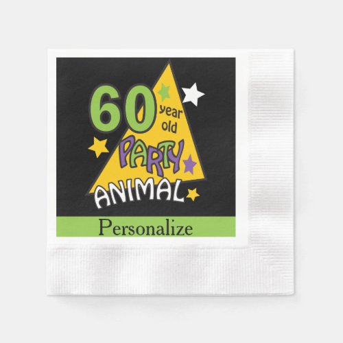 60 Year Old Party Animal _ 60th Birthday Napkins