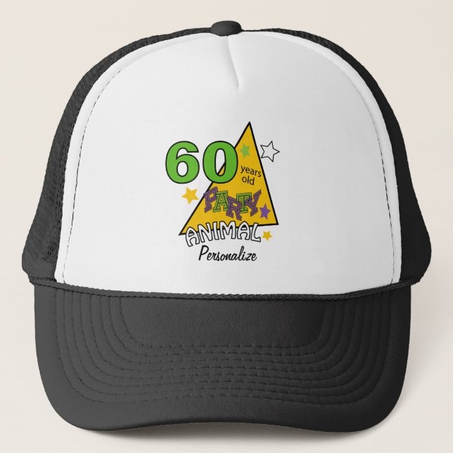60 Year Old Party Animal Trucker Hat (Front)