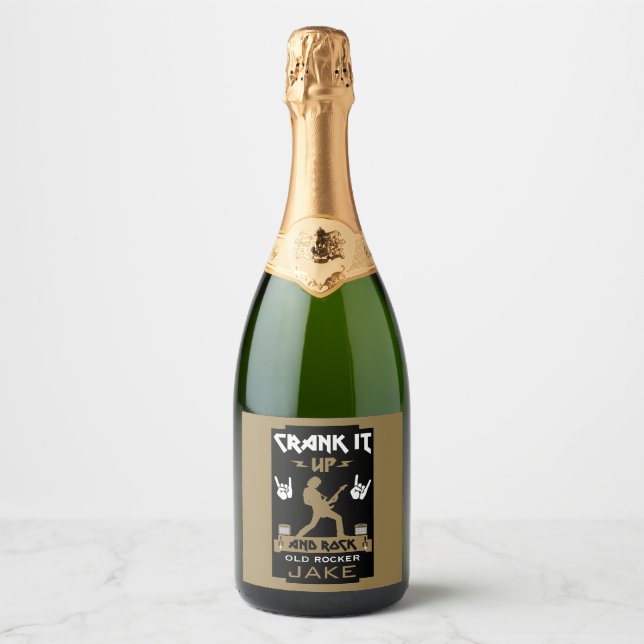 60 Year Old Rockers Birthday Sparkling Wine Label (Front)