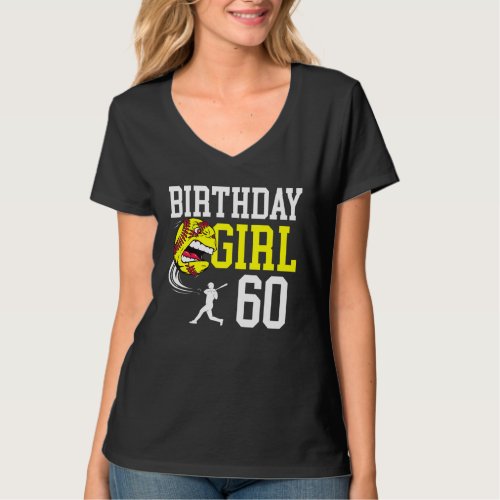 60 Year Old Softball Birthday Party 60th Birthday  T_Shirt