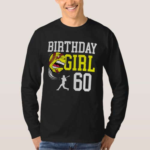 60 Year Old Softball Birthday Party 60th Birthday  T_Shirt
