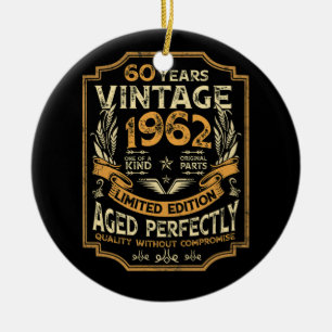 60 Year Old Vintage 1962 60th Birthday Ceramic Ornament