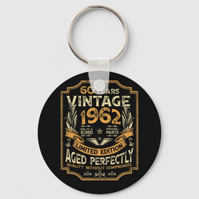 60 Year Old Vintage 1962 60th Birthday Keychain (Front)
