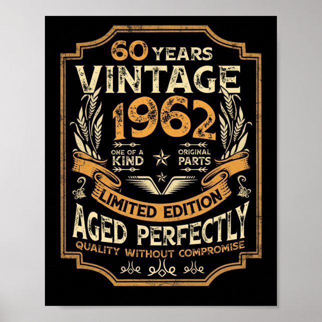 60 Year Old Vintage 1962 60th Birthday Poster (Front)