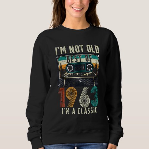 60 Year Old Vintage 1963 60th Birthday Cassette Ta Sweatshirt