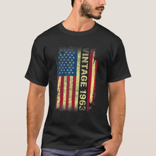 60 Year Old  Vintage 1963 American Flag 60th Birth T_Shirt