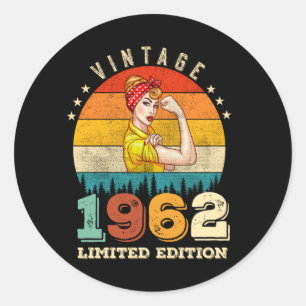 60 Year Old Women Bday 1962 Vintage 60th Birthday Classic Round Sticker