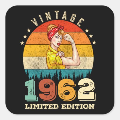 60 Year Old Women Bday 1962 Vintage 60th Birthday Square Sticker