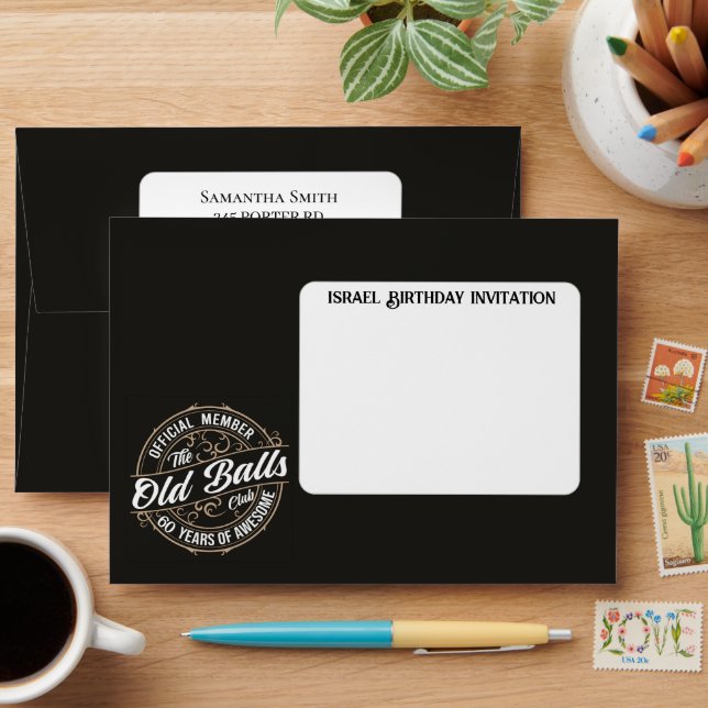 60 Years Awesome, Birthday Invitation Envelope (Desk)