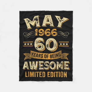 60 years awesome vintage may 1966 60th birthday  fleece blanket