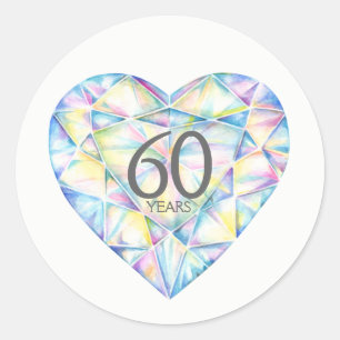 60 years diamond heart watercolor art stickers