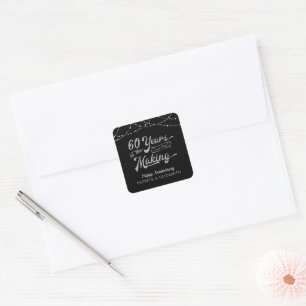 60 YEARS IN THE MAKING Anniversary Black Silver Square Sticker