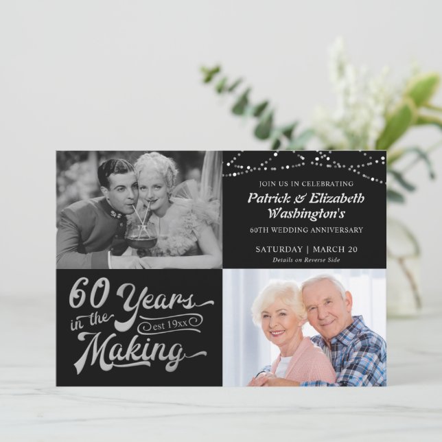 Then & Now 60th Wedding Anniversary Invitations