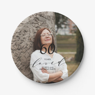 60 Years Loved 60th Birthday Party Photo Paper Plates