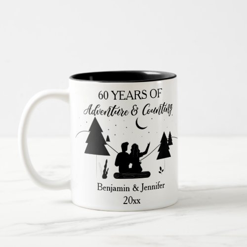 60 Years of adventure  counting Custom Names Two_Tone Coffee Mug