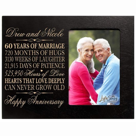60 Years of Marriage Black Wooden Picture Frame (Front)