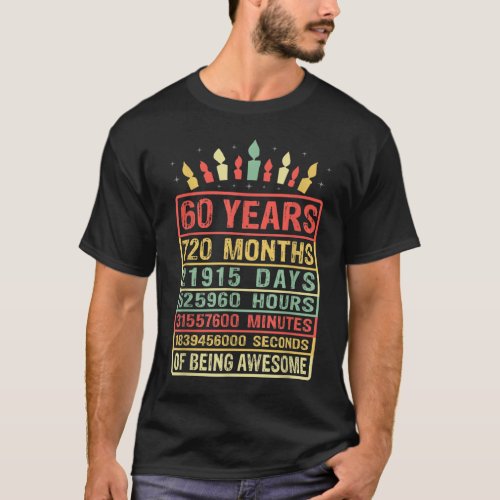 60 Years Old 720 Months Since 1960 60th Birthday T_Shirt