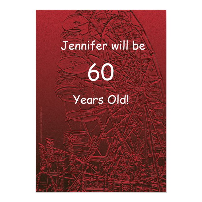 60 Years Old Birthday Party Two Sided Ferris Wheel Custom Invitations