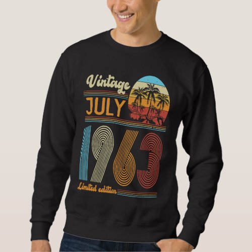 60 Years Old Birthday  Vintage July 1963 Women Men Sweatshirt