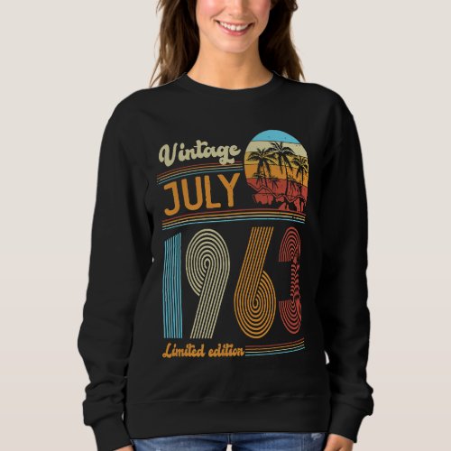 60 Years Old Birthday  Vintage July 1963 Women Men Sweatshirt