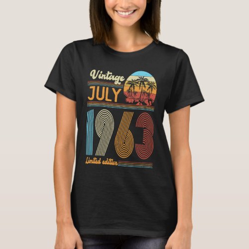 60 Years Old Birthday  Vintage July 1963 Women Men T_Shirt