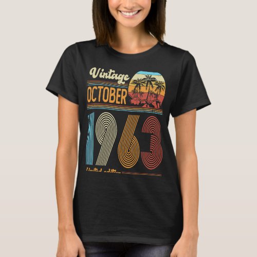 60 Years Old Birthday  Vintage October 1963 Women  T_Shirt