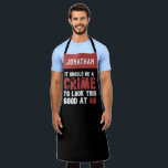 60 Years Old Funny 60th Birthday Distressed Apron<br><div class="desc">Looking for a funny and unique gift for a friend or family member celebrating their 60th birthday? Look no further than this hilarious design featuring the cheeky slogan, "It should be a crime to look this good at 60." Whether you're buying this for yourself or as a gift for a...</div>