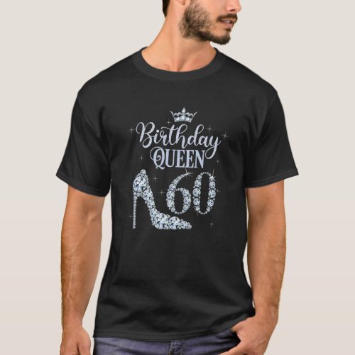 60 Years Old Queen Birthday White Shoes Crown Diam T_Shirt