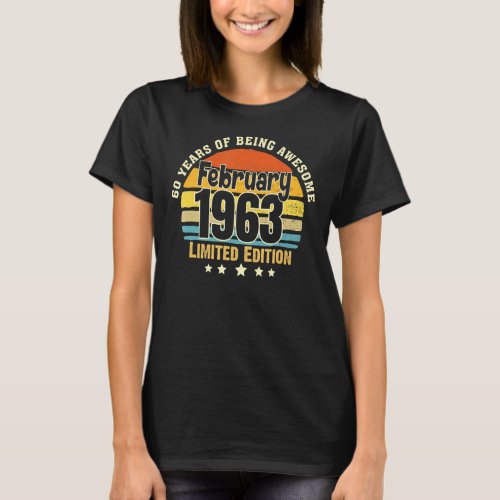 60 Years Old  Vintage 60th Birthday Since February T_Shirt