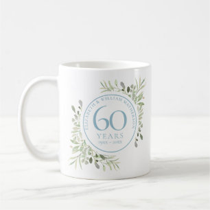 60 Years Watercolour Floral Diamond Anniversary Coffee Mug